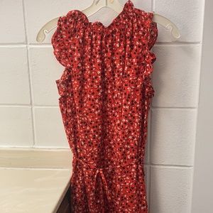2 / $25 Bright & Floral Dress | Medium | red w/ black and white flowers